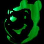 Pooh with a scary green glow