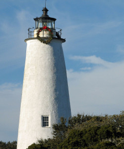 Ocracoke Lighthouse Decorated for Christmas