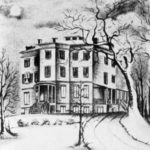 Drawing of house of writer of Night Before Christmas